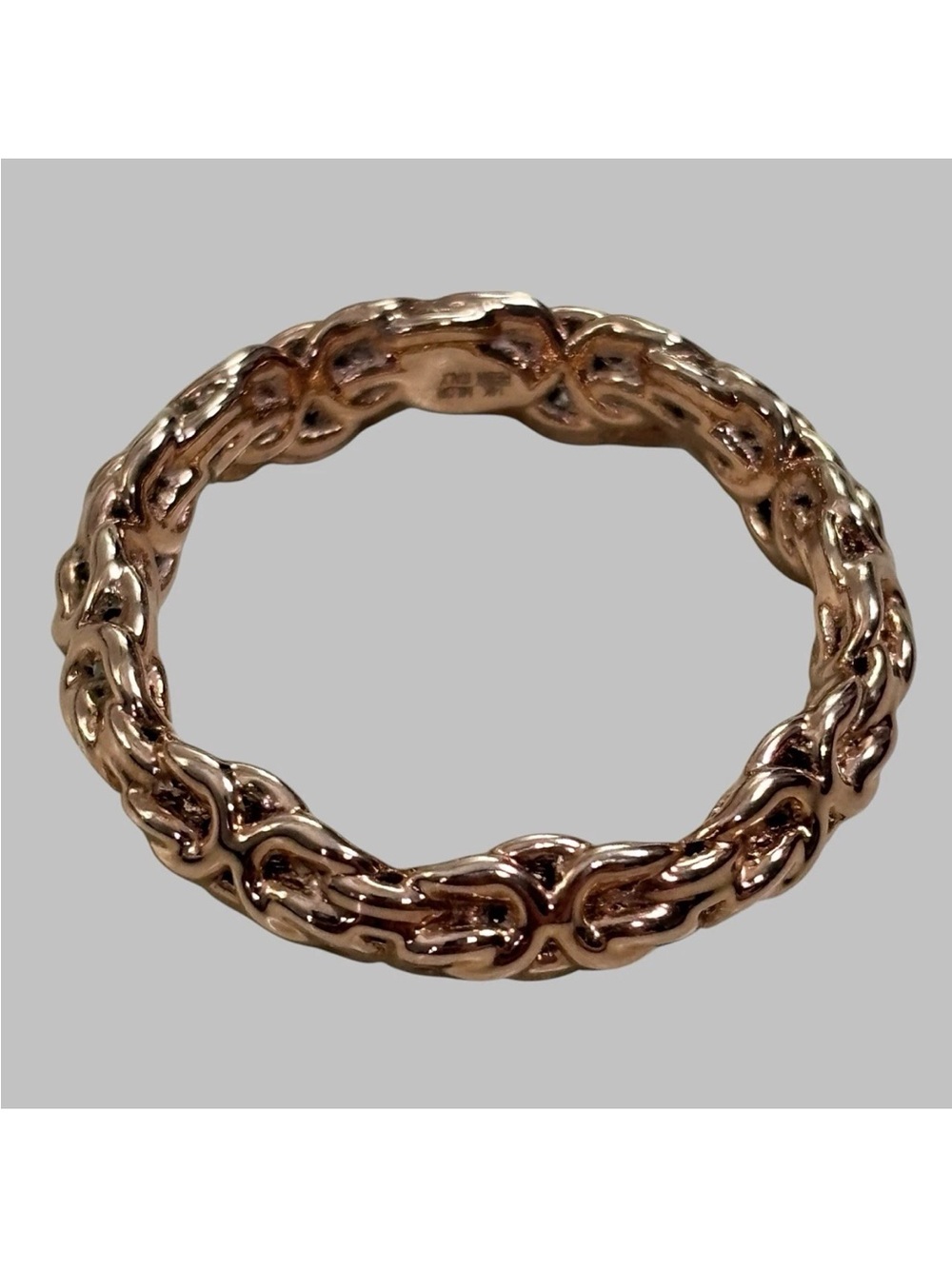 Milor Italy Byzantine Band Ring 14k Rose Gold Electroform Over Resin Core